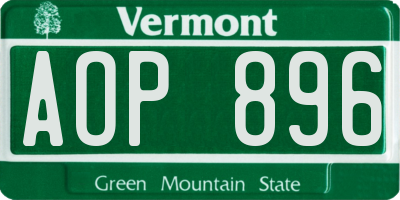 VT license plate AOP896