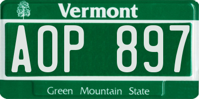 VT license plate AOP897