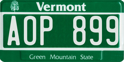 VT license plate AOP899