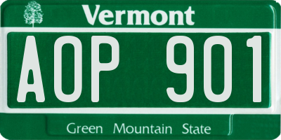 VT license plate AOP901