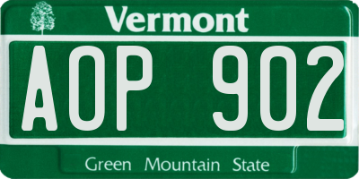 VT license plate AOP902