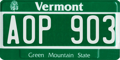 VT license plate AOP903