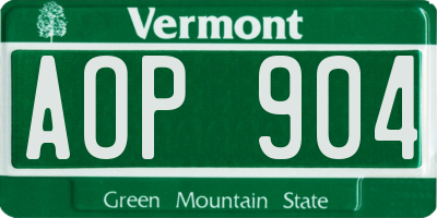 VT license plate AOP904