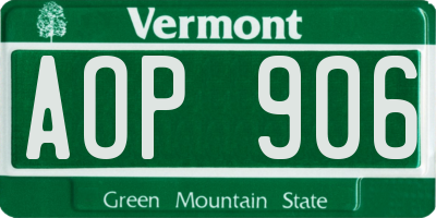 VT license plate AOP906