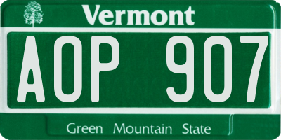 VT license plate AOP907