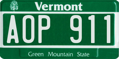 VT license plate AOP911
