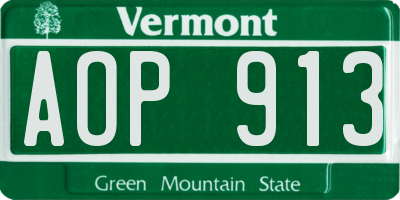 VT license plate AOP913