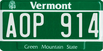 VT license plate AOP914