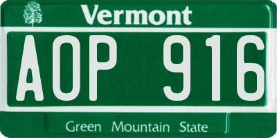 VT license plate AOP916