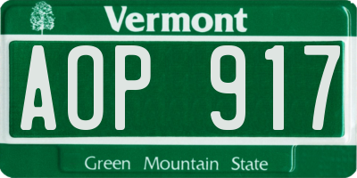 VT license plate AOP917