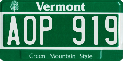 VT license plate AOP919