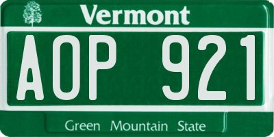 VT license plate AOP921