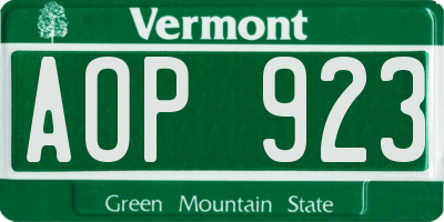 VT license plate AOP923