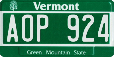 VT license plate AOP924