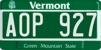 VT license plate AOP927