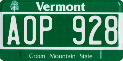 VT license plate AOP928