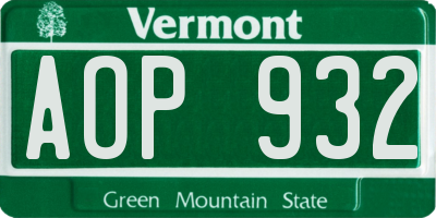VT license plate AOP932