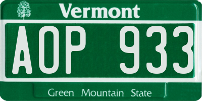 VT license plate AOP933