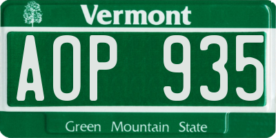 VT license plate AOP935