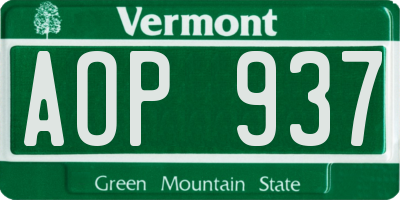 VT license plate AOP937