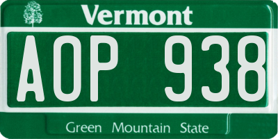 VT license plate AOP938