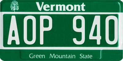 VT license plate AOP940
