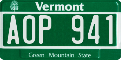 VT license plate AOP941
