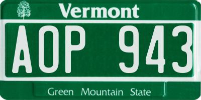 VT license plate AOP943