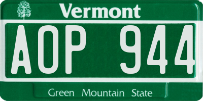 VT license plate AOP944