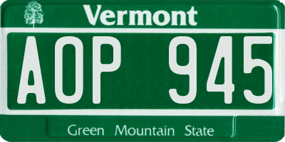 VT license plate AOP945