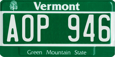 VT license plate AOP946