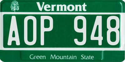 VT license plate AOP948