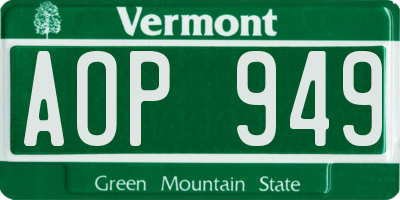 VT license plate AOP949