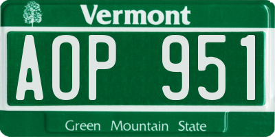 VT license plate AOP951