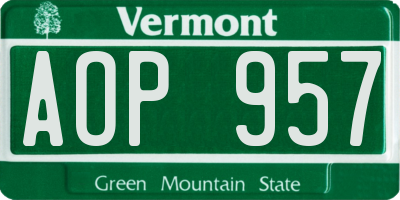 VT license plate AOP957