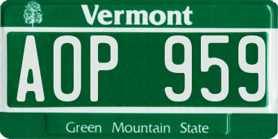 VT license plate AOP959