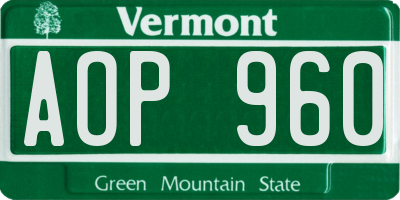 VT license plate AOP960