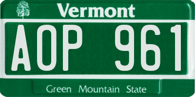 VT license plate AOP961