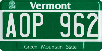 VT license plate AOP962
