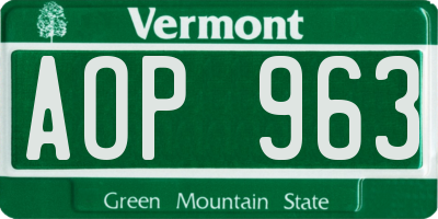 VT license plate AOP963