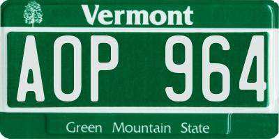 VT license plate AOP964