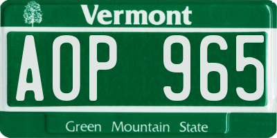 VT license plate AOP965