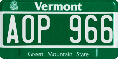 VT license plate AOP966