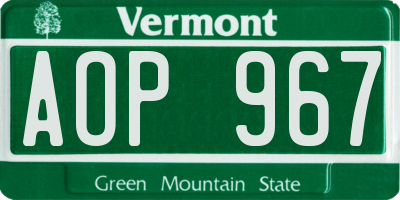 VT license plate AOP967