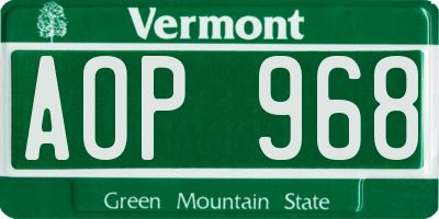 VT license plate AOP968