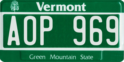 VT license plate AOP969