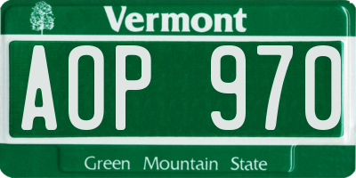 VT license plate AOP970