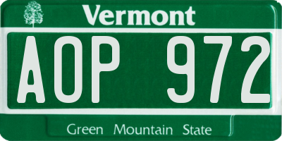 VT license plate AOP972