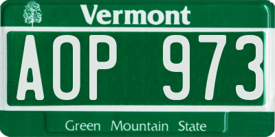VT license plate AOP973