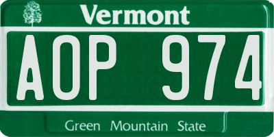 VT license plate AOP974